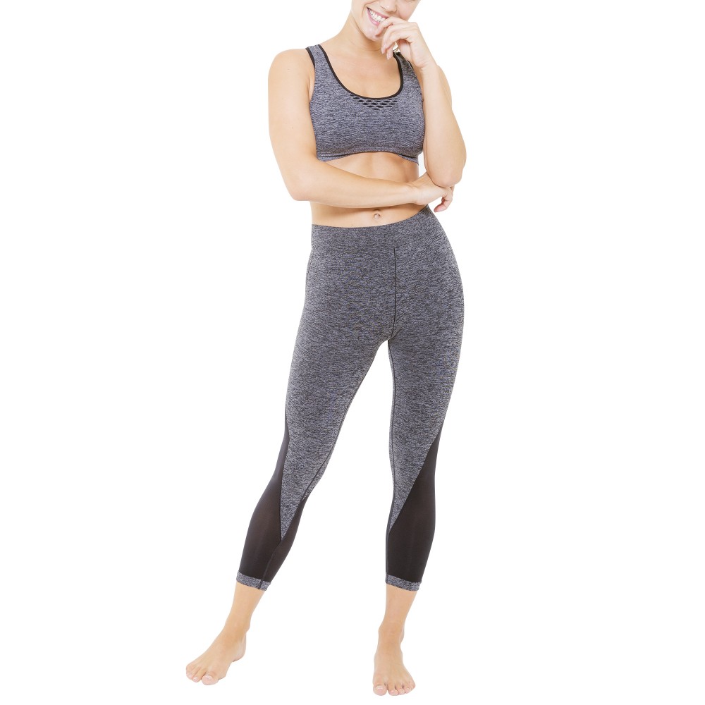 Conjunto de fitness para adelgazar: leggings 7/8 y sujetador de soporte para mujeres
